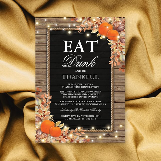 Invitación Rústico País otoño cosecha Acción de Gracias (Subido por el creador)