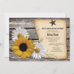 Invitación Rústico País Sunflower Daisy Bridal Shower
