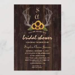 Invitación Rústico País Sunflowers Antlers Compromiso