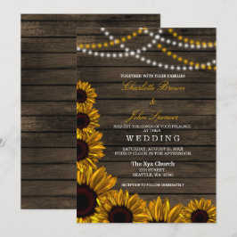 Invitación Rústico País Sunflowers Barn Wood Boda