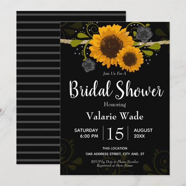 Invitación Rústico País Sunflowers Ducha De Novias (Anverso / Reverso)