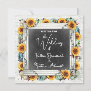 Invitación Rústico País Sunflowers & Pumpkins Fall Wedding
