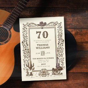 Invitación Rústico País Vaquero Marco Occidental 70 cumpleaño