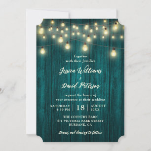 Invitación Rústico País Verde azulado Boda de cadenas de made