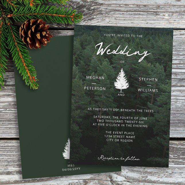 Invitación Rústico Paisaje Forestal Pine Tree Woodland Boda (Subido por el creador)
