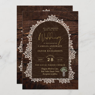 Invitación Rústico patio trasero Woodland Boda Wood Lace