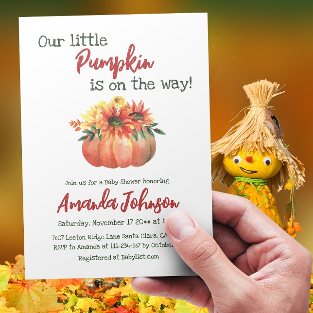Invitación Rústico Pequeño Calabaza Floral Caída Baby Shower (Subido por el creador)