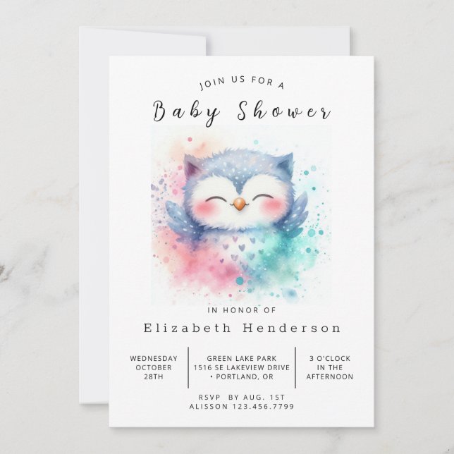 Invitación Rústico Personalizado Owl Baby Shower (Anverso)