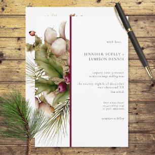 Invitación Rústico Pine Winter Bouquet Red