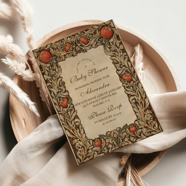 Invitación Rústico Pomegranate Vintage Baby Shower (Subido por el creador)