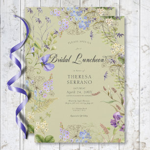 Invitación Rústico Purple Sage Wildflower Sage Bridal Luncheo