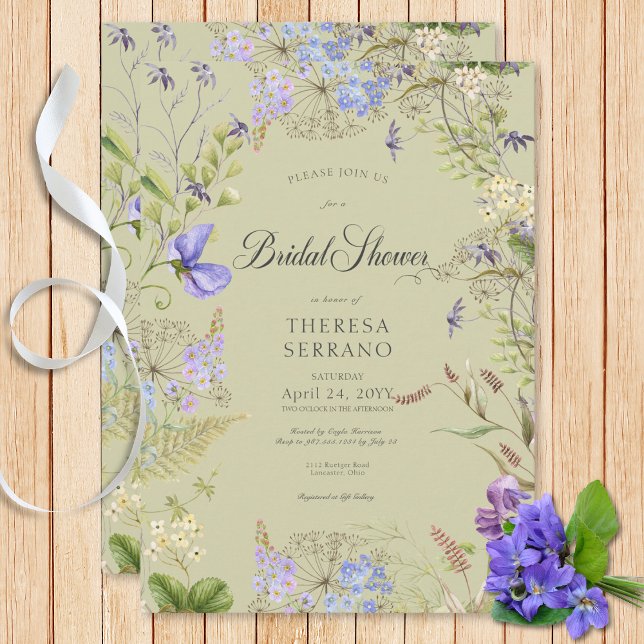 Invitación Rústico Purple Sage Wildflower Sage Bridal Shower (Rustic Purple Sage Wildflower Sage Bridal Shower Invitation)