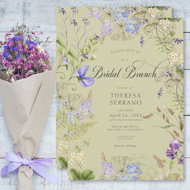 Invitación Rústico Purple Sage Wildflower Salto de novia (Rustic Purple Sage Wildflower Sage Bridal Brunch Invitation)