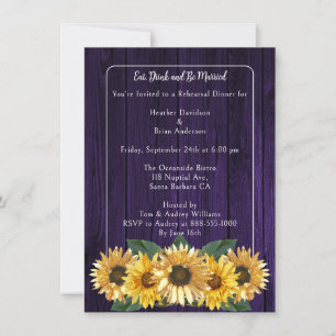 Invitación Rústico Purple Sunflower Encender