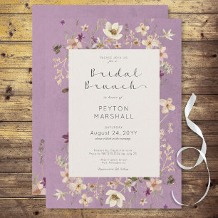 Invitación Rústico Purple Wildflower Frame Bridal Brunch