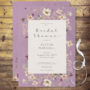 Invitación Rústico Purple Wildflower Frame Bridal Shower