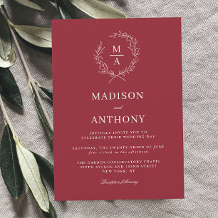 Invitación Rústico Red Simple Elegante Monograma Boda