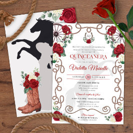 Invitación Rústico Rojo Charro Occidental Quinceanera