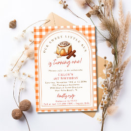 Invitación Rústico rollo de canela de bollo primer Fiesta de 