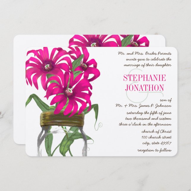 Invitación Rústico Romántico Boda de Flores Silvestres Mason  (Anverso / Reverso)