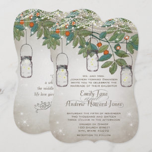 Invitación Rústico romántico Mason Jar Verde azulada Aqua Cor