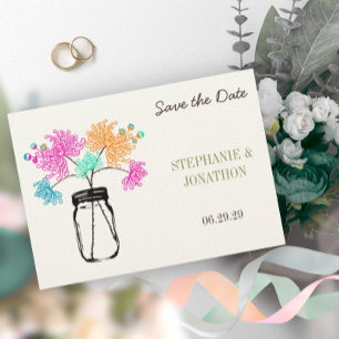 Invitación Rústico romántico Mason Jar Wild Flower Boda Invi