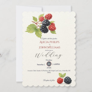 Invitación Rústico romántico otoño Boda de Berry de vuelta