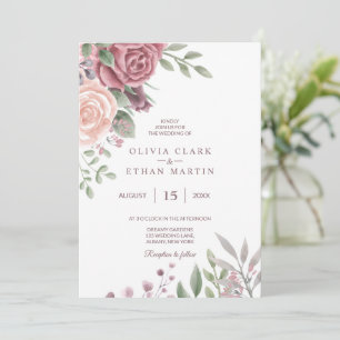Invitación Rústico Rosa acuarela Floral Bouquet