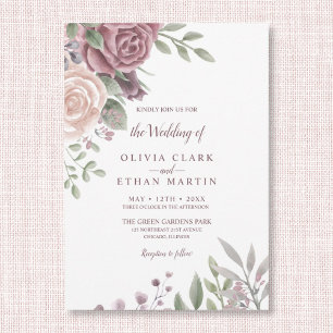 Invitación Rústico Rosa acuarela Floral Bouquet Invita