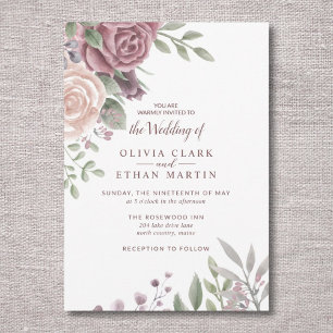 Invitación Rústico Rosa acuarela Floral Bouquet Invita