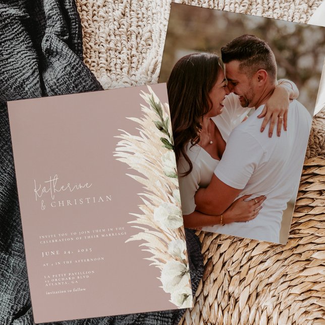 Invitación Rústico Rosa  Boda moderno de fotografía (Subido por el creador)