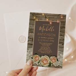 Invitación Rústico Rosa Lace Mason Jar LightS BRIDAL DUCHA