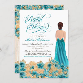 Invitación Rústico Rosa Verde azulado de oro y elegante ducha