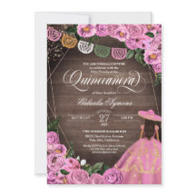 Rústico Roses Rosados Carro Vestido Quinceañera