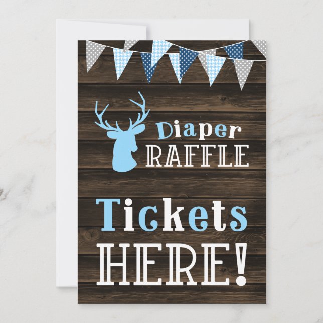 Invitación Rústico Rótulo de boletos Raffle Raffle Deer Blue (Anverso)