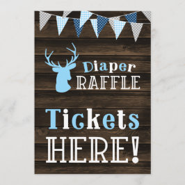 Invitación Rústico Rótulo de boletos Raffle Raffle Deer Blue