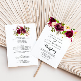 Invitación Rústico Rubor Burgundy Floral Front & Back Boda