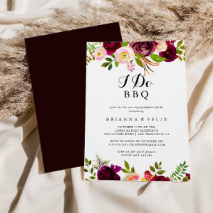 Invitación Rústico Rubor Burgundy I Do BBQ Engagement Party