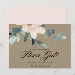 INVITACIÓN RÚSTICO RUBOR FLORAL ACUARELA SÉ MI DAMITA DE HONO