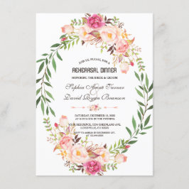 Invitación Rústico Rústico Rubor Floral Bloom Ensayo Cena