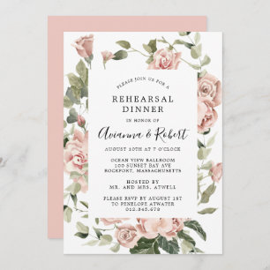 Invitación Rústico Rústico Rústico De Rosa Dusty Ensayo De Ce