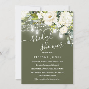 Invitación Rústico Sage Champagne Floral Bridal Shower