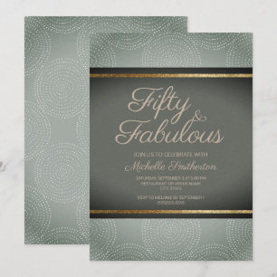 Invitación Rústico Sage Dark Green Gold Resumen 50 cumpleaños