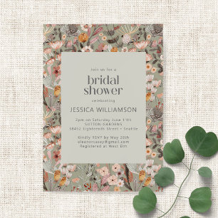 Invitación Rústico Sage Green Floral Boho Bridal Shower