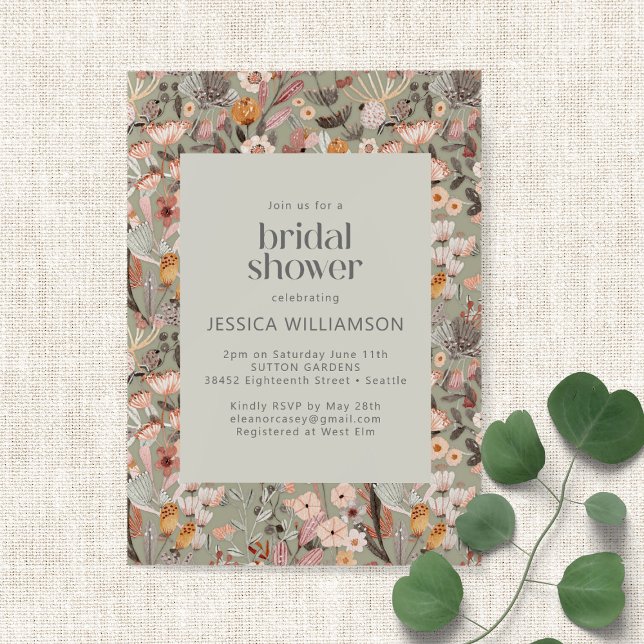Invitación Rústico Sage Green Floral Boho Bridal Shower (Subido por el creador)