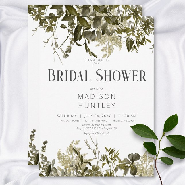 Invitación Rústico Sage Greenery Frame Bridal Shower (Rustic Sage Greenery Frame Bridal Shower Invitation)