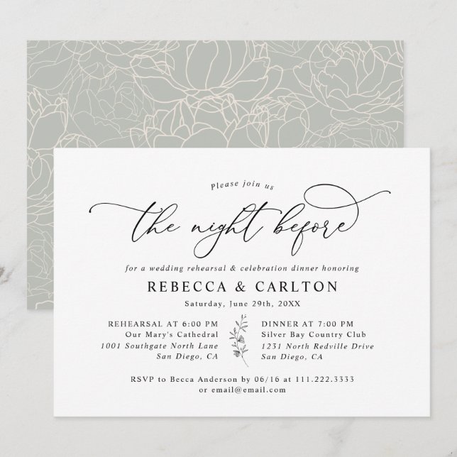 Invitación Rústico Salto La Noche Antes De La Cena Del Ensayo (Anverso / Reverso)