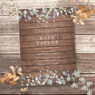 Invitación Rústico Salvia de Madera y Bridal Shower Floral Li