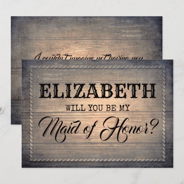 Invitación Rústico serás mi empleada de honor | Bridesmaid (Anverso / Reverso)
