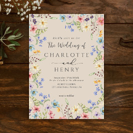 Invitación Rústico simple Boda de flores silvestres botánicas